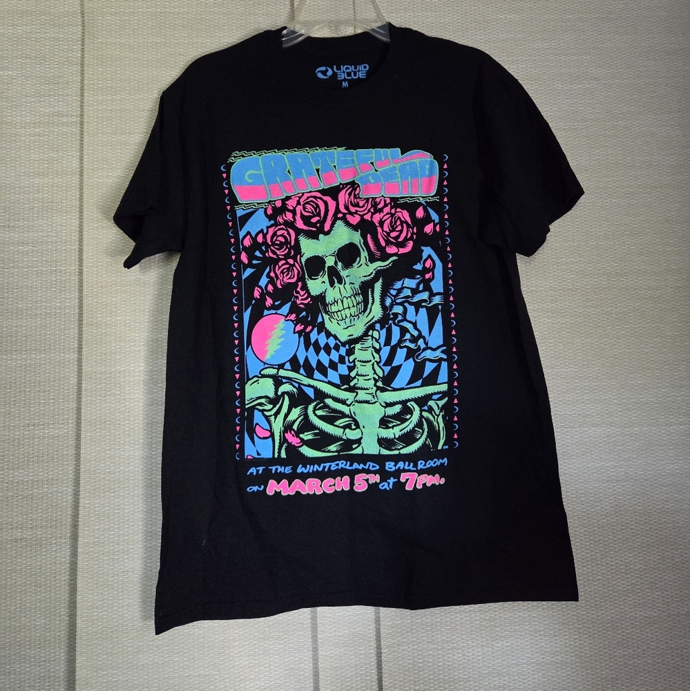 Liquid Blue Black Skeleton Graphic Tee